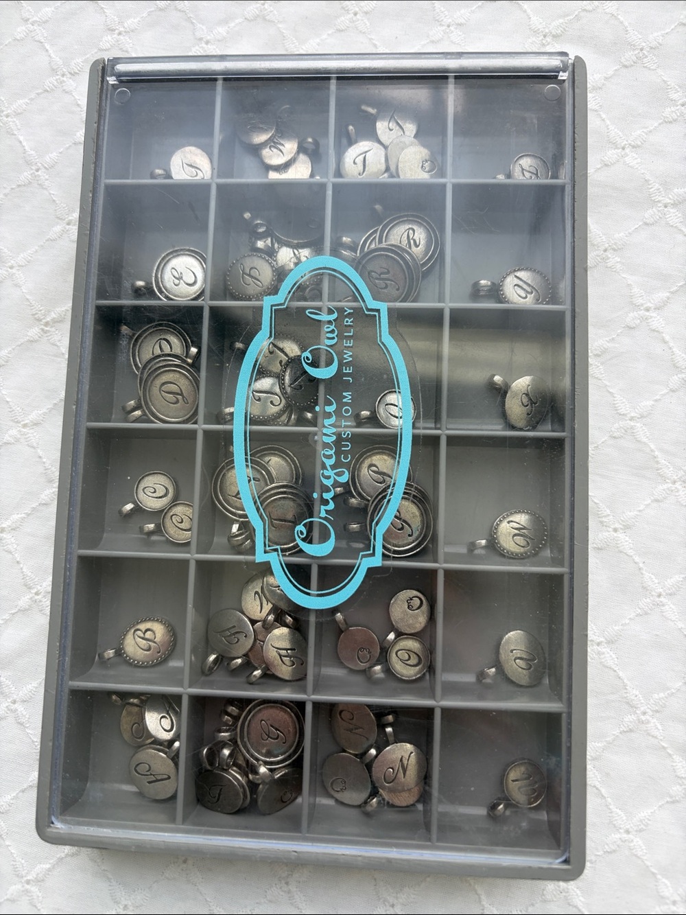 Origami Owl Jewelry Silver Charm Alphabet Storage Set